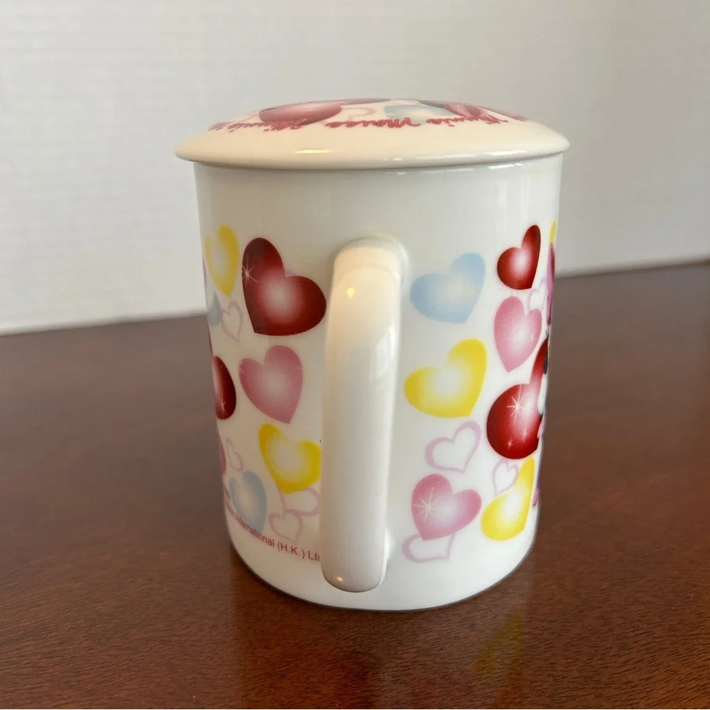 DISNEY MINNIE MOUSE Coffee/Tea Mug with Lid Hearts Colourful - Picture 2 of 9
